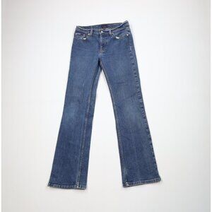 Vtg Y2K 2002 Tommy Hilfiger Womens 9 Faded Babydoll Hipster Flared Denim Jeans